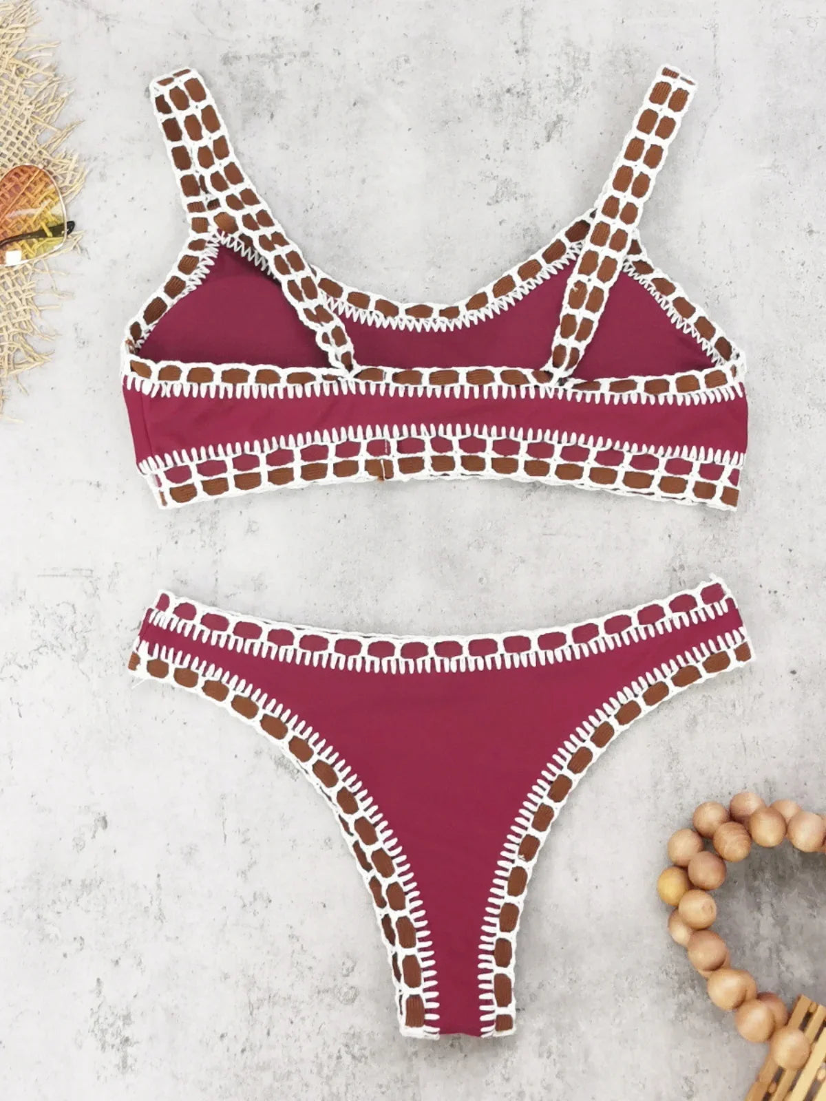 Sexy Hollow Out Knitted Bikini Set