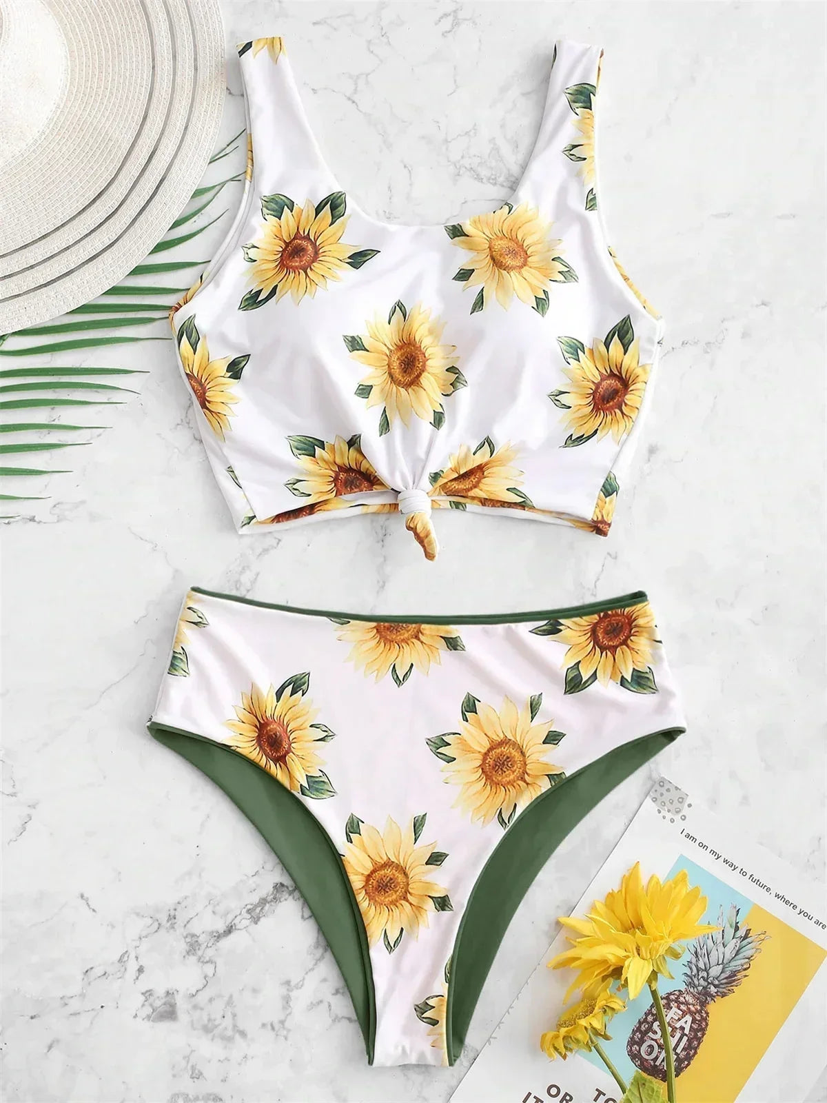 Sexy Sunflower Print Bikini Set