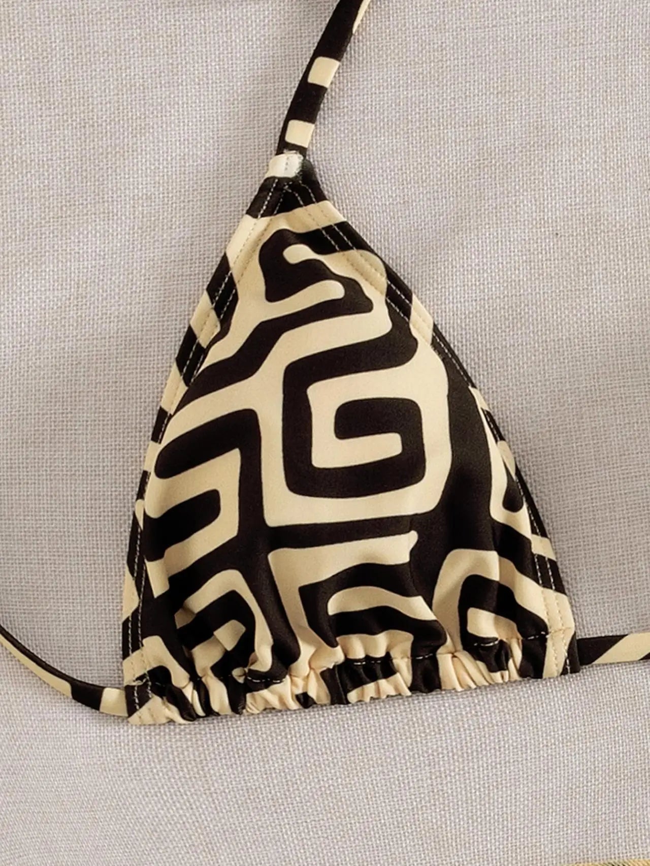 Vintage Yellow Geometry Print Bikini Set