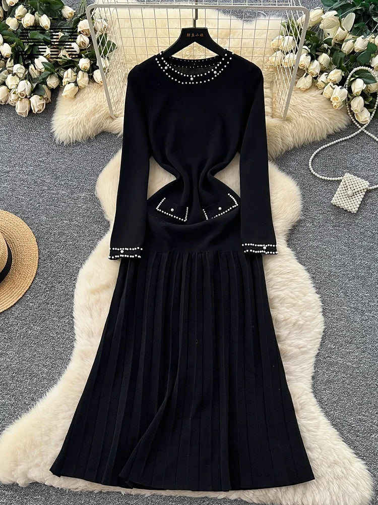 Winter Elastic Long Knitted Dress