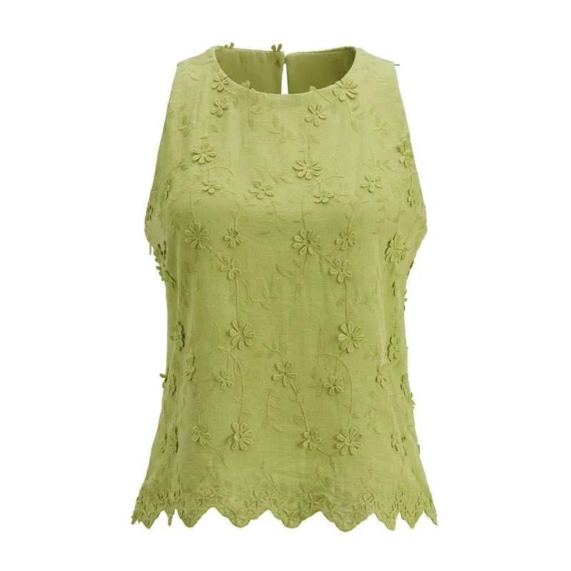 Floral Embroidery Sleeveless Tank Top