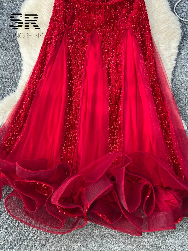 Sequined Velvet Slip Dress