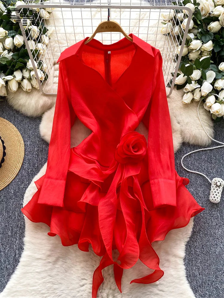 3D Flower Beach Short Dress