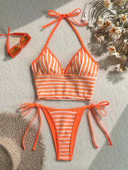 Sexy Orange Striped Bikini Set