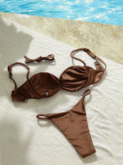 Satin Coffee Bikini Set