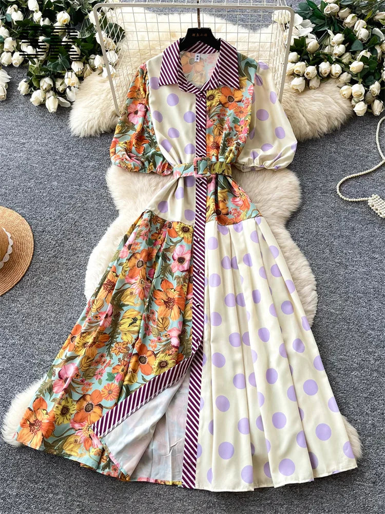 Print Splice Vintage Dress