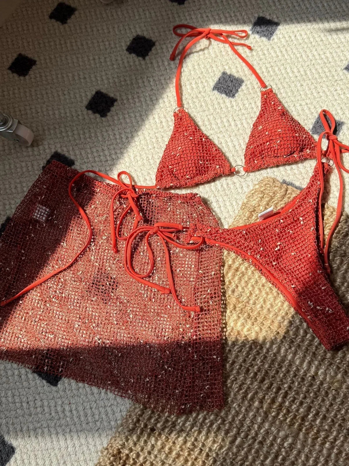 Shiny Pink 3 Piece Bikini