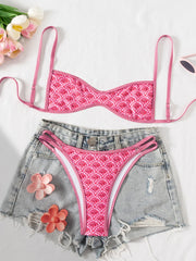 XS - XL Flowers Printed High Leg Cut Bikini