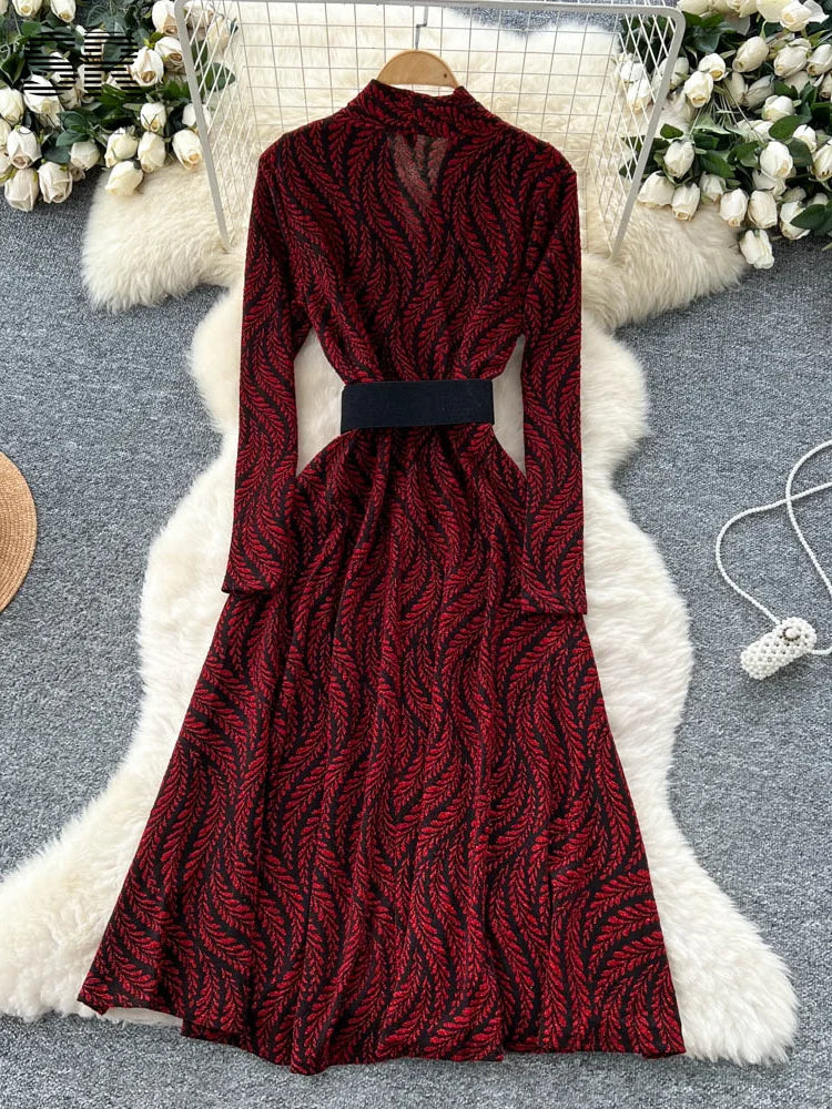 Autumn Elegant Print Dress
