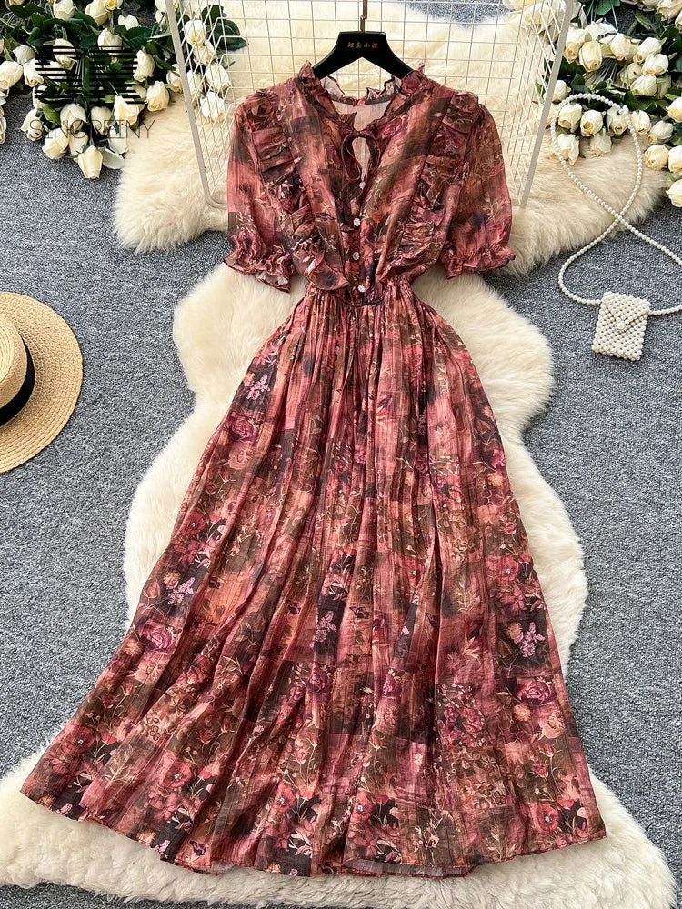 Romantic Holiday Floral Dress