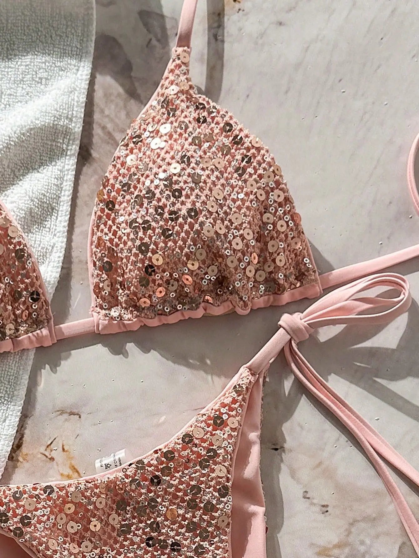 Shiny Sequin Pink Micro Bikini
