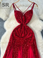 Sequined Velvet Slip Dress