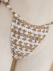 Vintage Khaki Striped Knitted Bikini Set