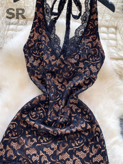 Feminine Halter Lace Dress
