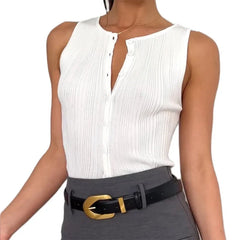 Sleeveless Rib Knitted Tank Tops