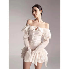 Sexy One Shoulder Long Sleeve Birthday Dress