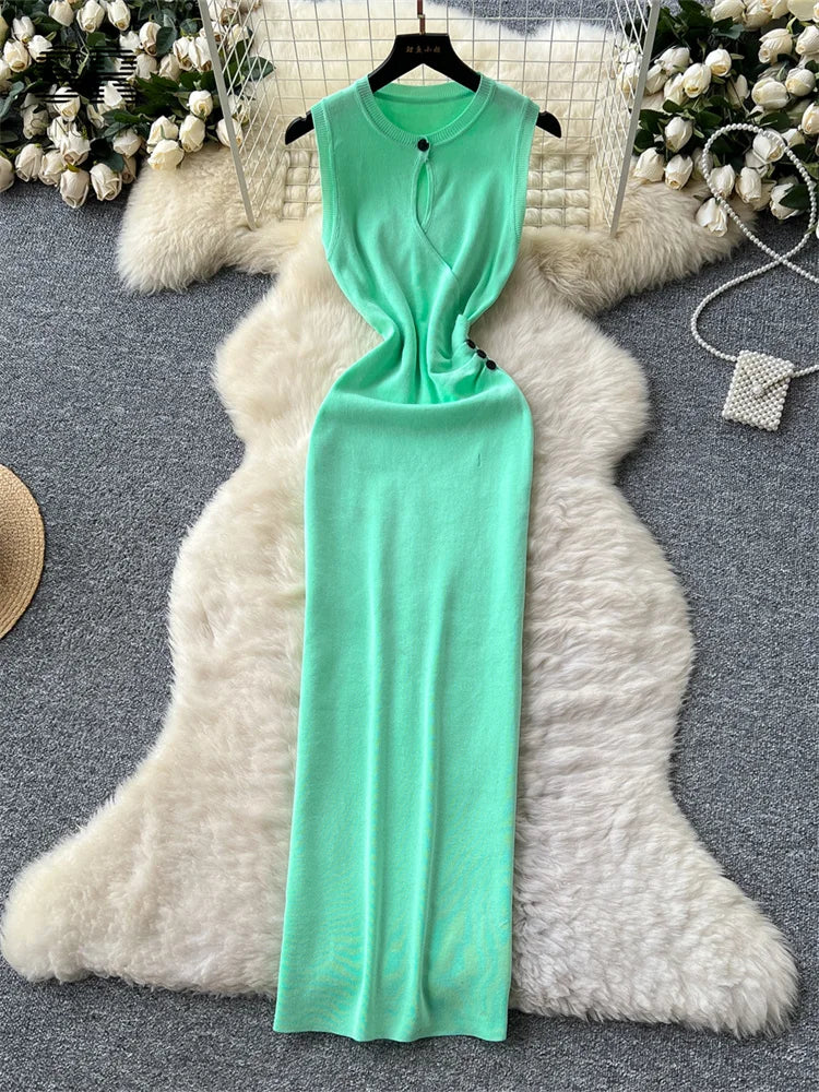 Hollow Out Knitting Long Dress