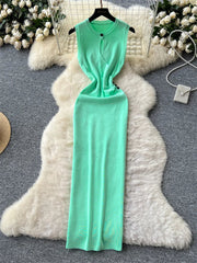 Hollow Out Knitting Long Dress