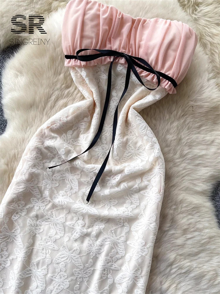 Lace Strapless Holiday Dress