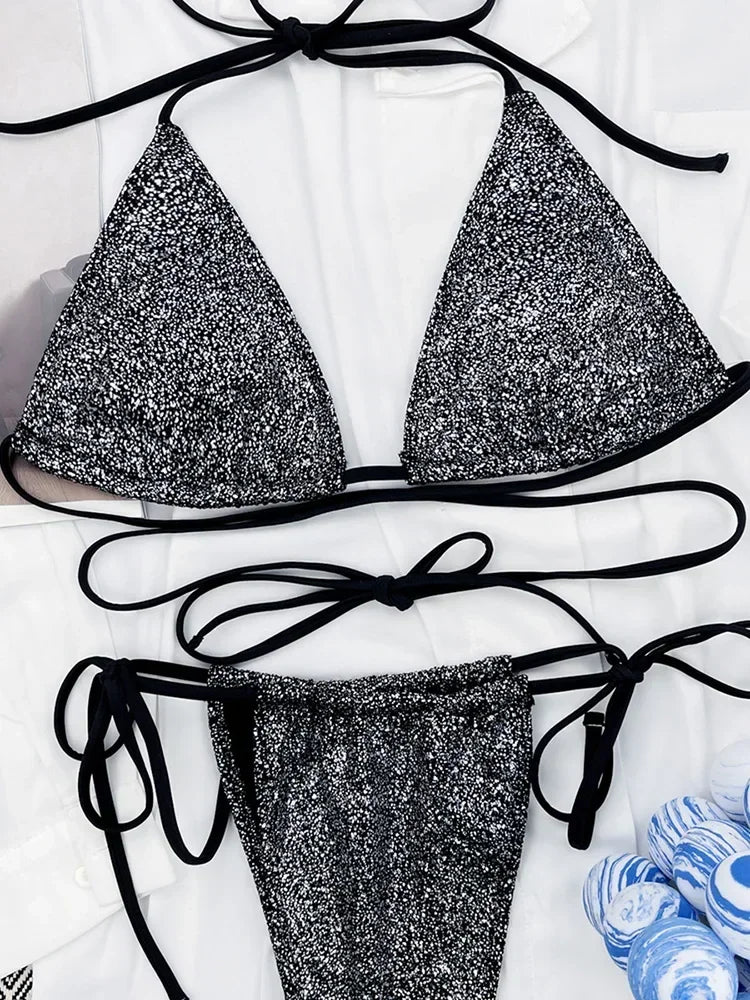 Shiny Sparkling Wrap Around Bikini