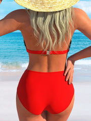 Sexy Red Polka Dot Patchwork Bikini Set