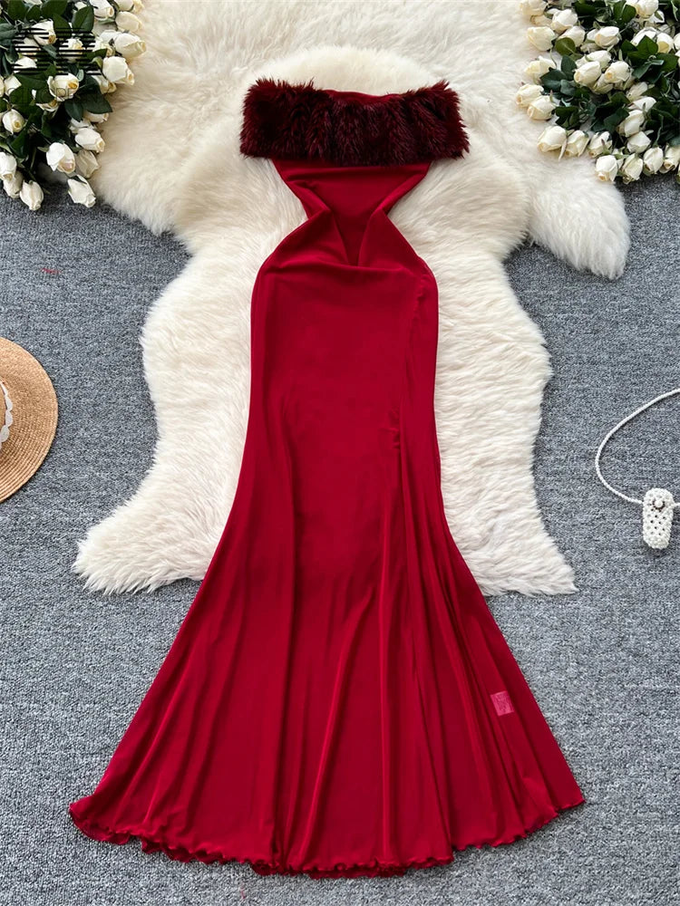 Elegant Off Shoulder Red Dress