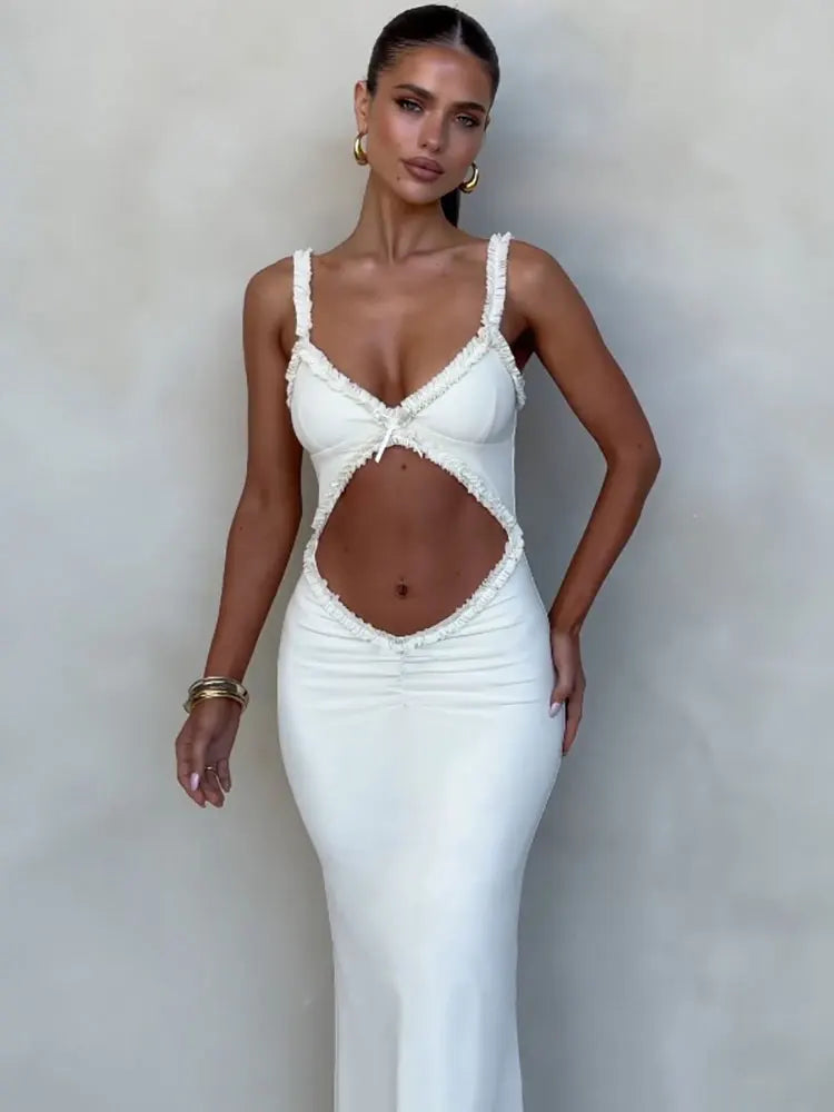 Hollow Out Backless Long Dress