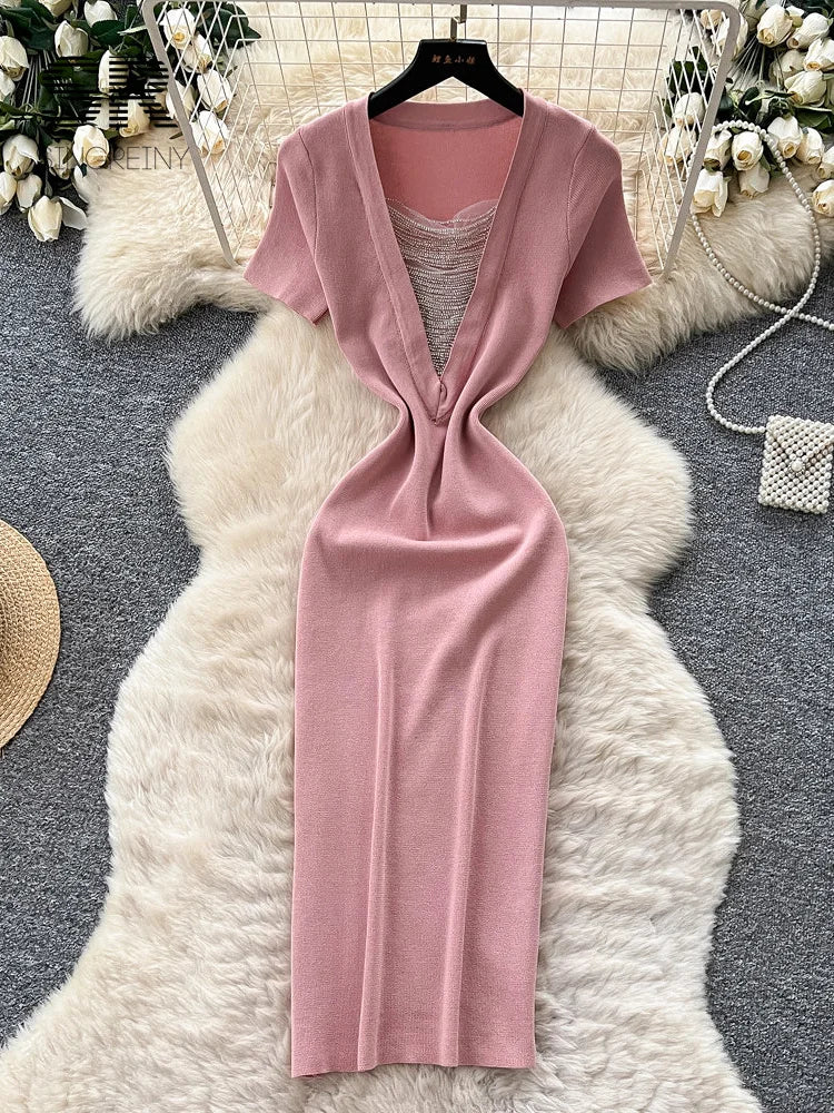 Beading Knitted OL Dress