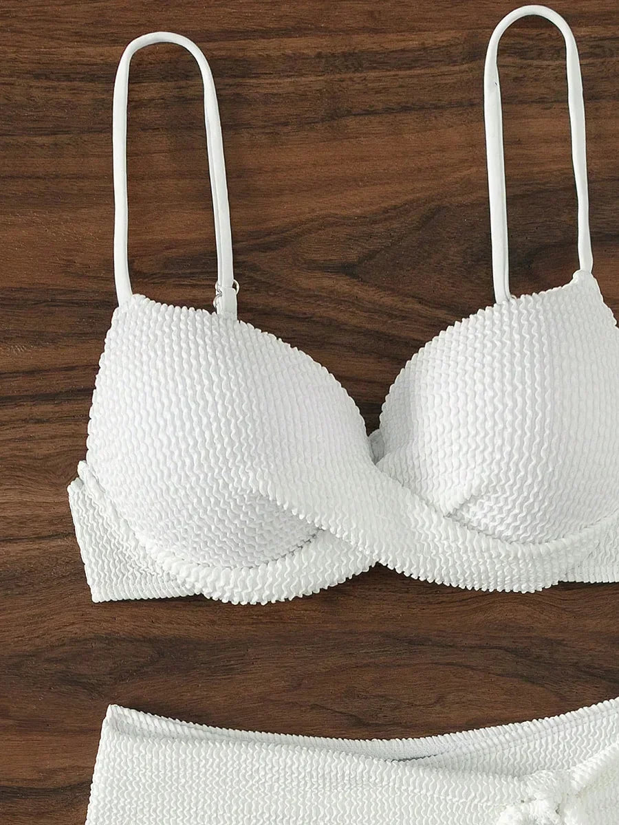 Wrinkled Bra Cup High Waist Bikini