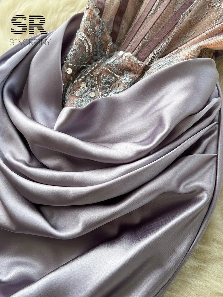 Satin Sequins Party Dress
