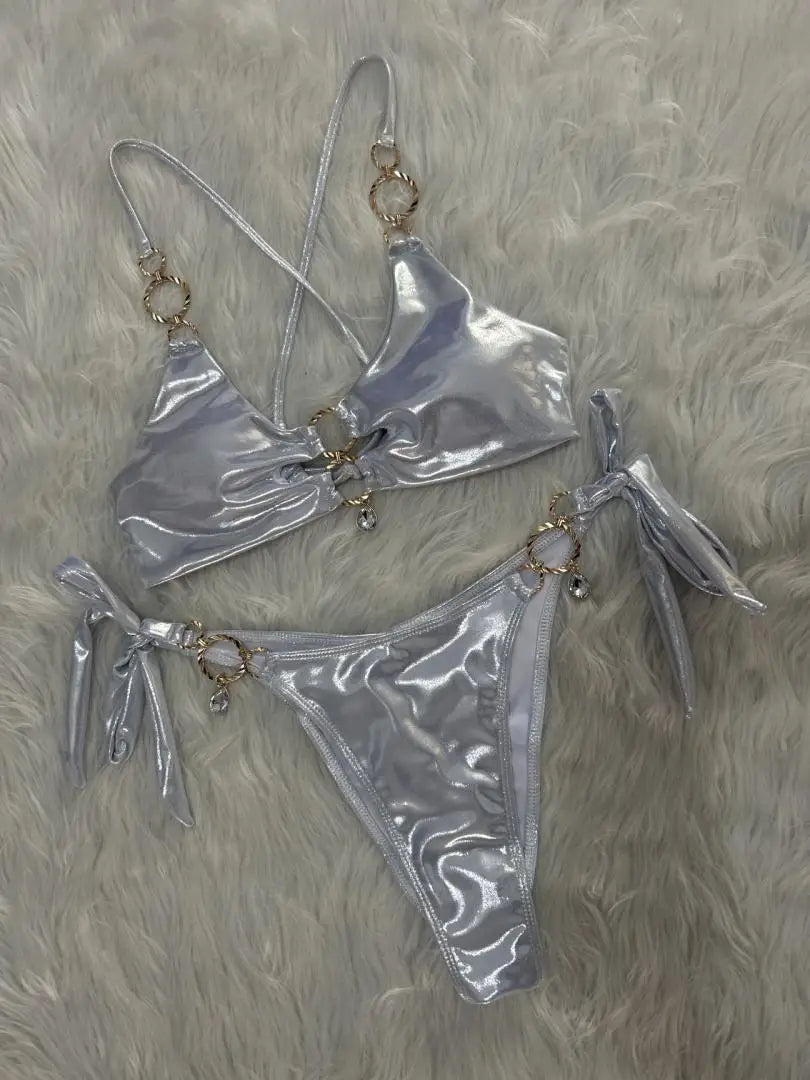 Luxury White Gold Bikini Set