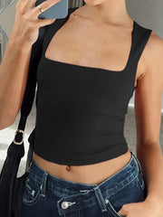 Sleeveless  Collar Crop Top