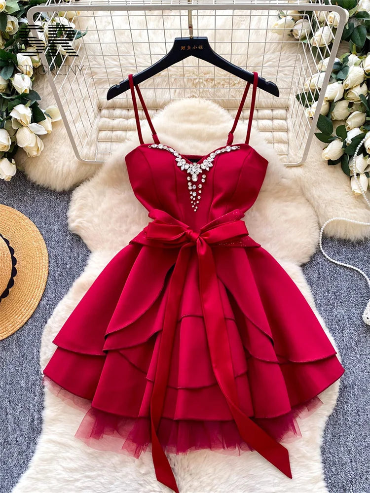 SINGREIN Mesh Splice Diamonds Dress