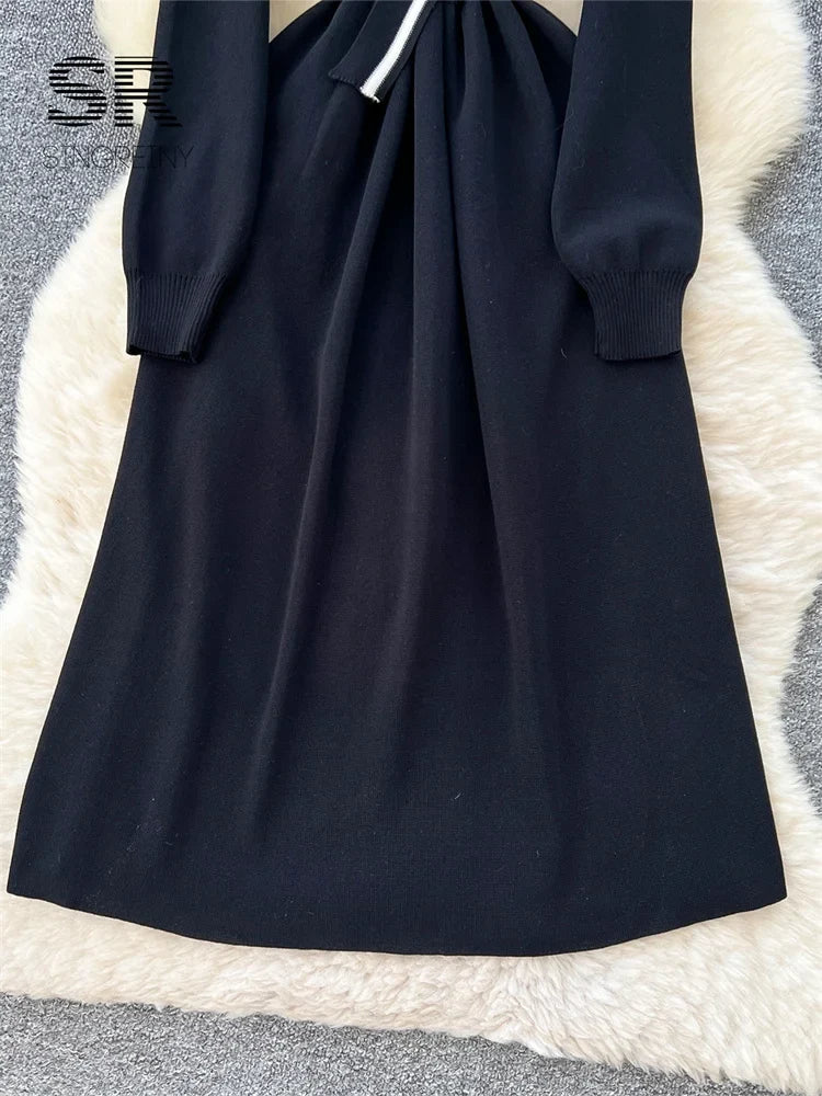 Preppy Style Knitted Long Dress