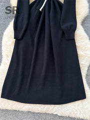 Preppy Style Knitted Long Dress