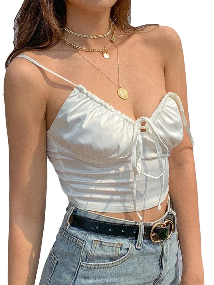 sexy v-neck camisole silky soft fabric crop Tops