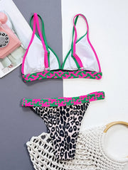 Sexy Black Leopard Print Patchwork Bikini Set