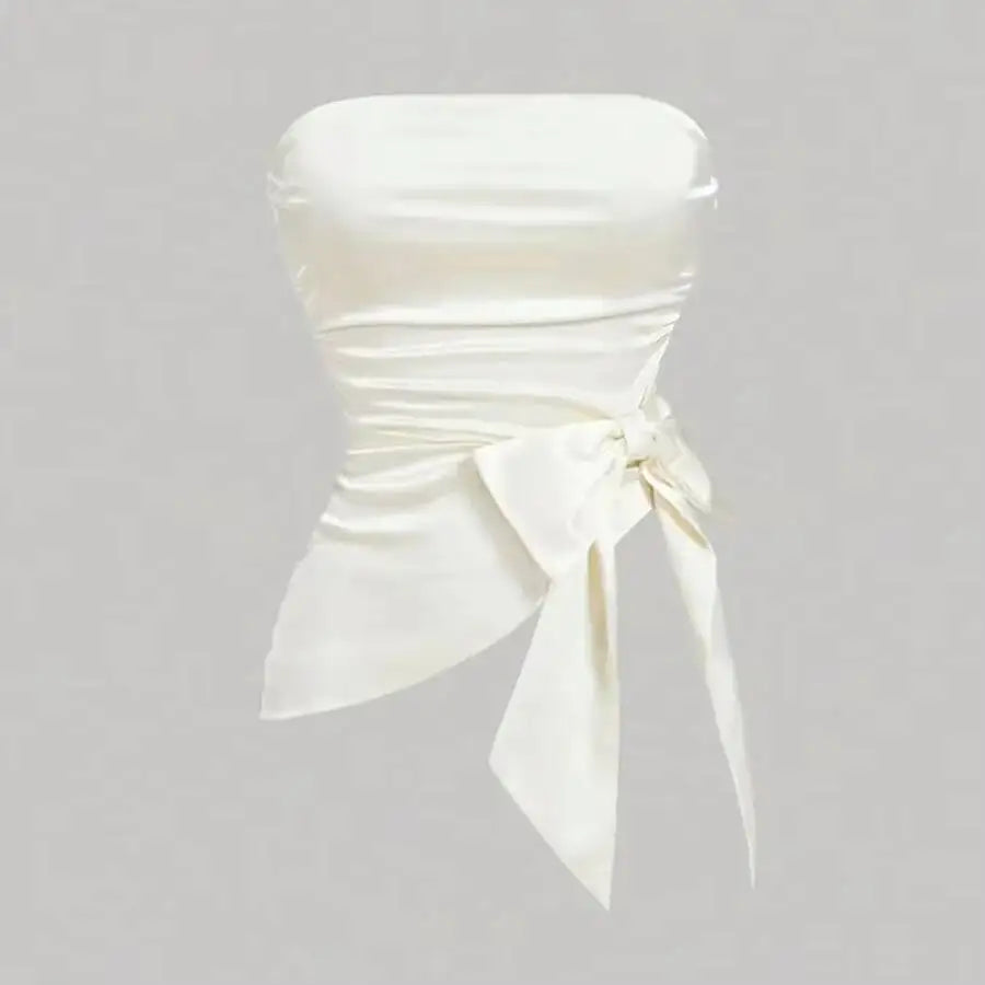 Women's Ivory Satin Tube Top