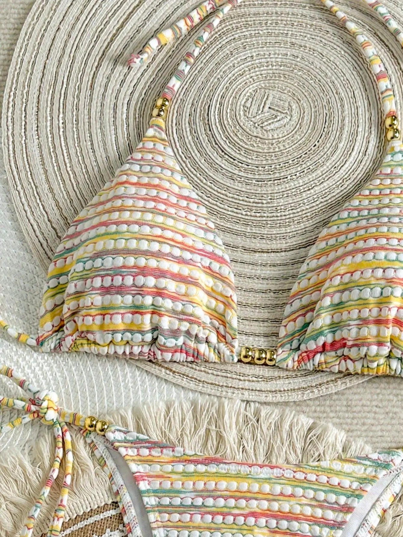 Sexy Colorful Striped Micro Bikini Set
