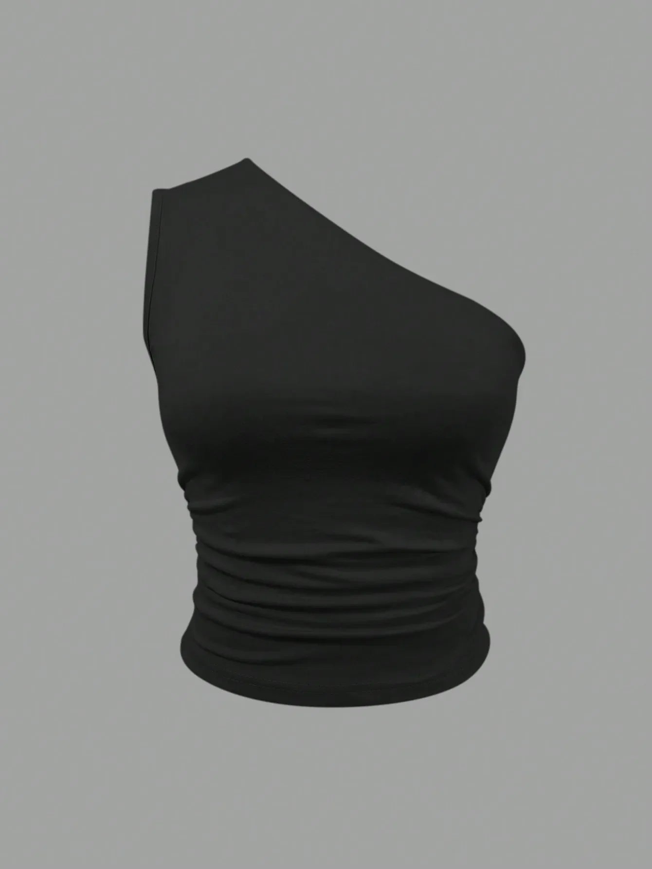 One Shoulder Ruched Crop Tank Top