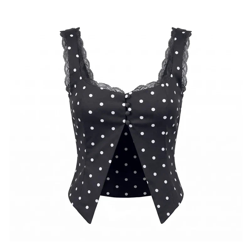 Lace Trim Spaghetti Strap Crop Top