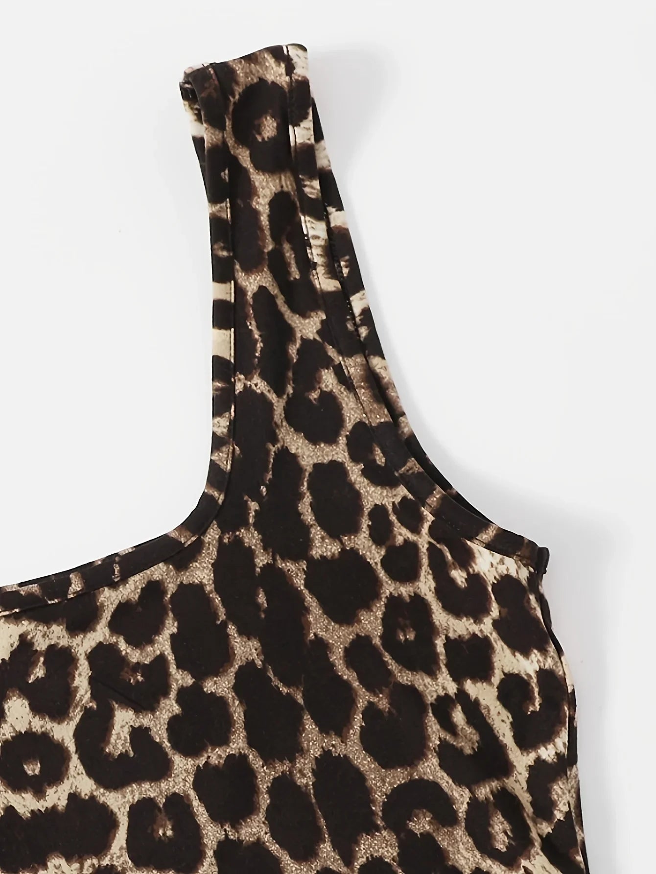 Leopard Print Square Neck Crop Tank Top
