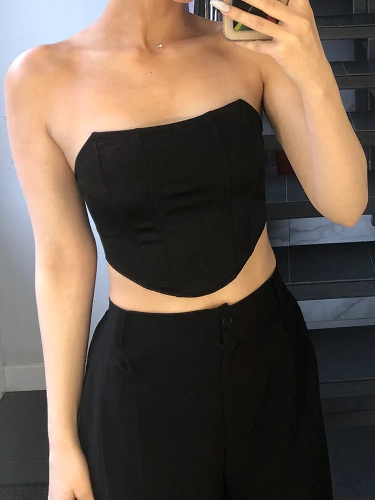 Sleeveless Off Shoulder Velvet Sexy Corset Crop Tops
