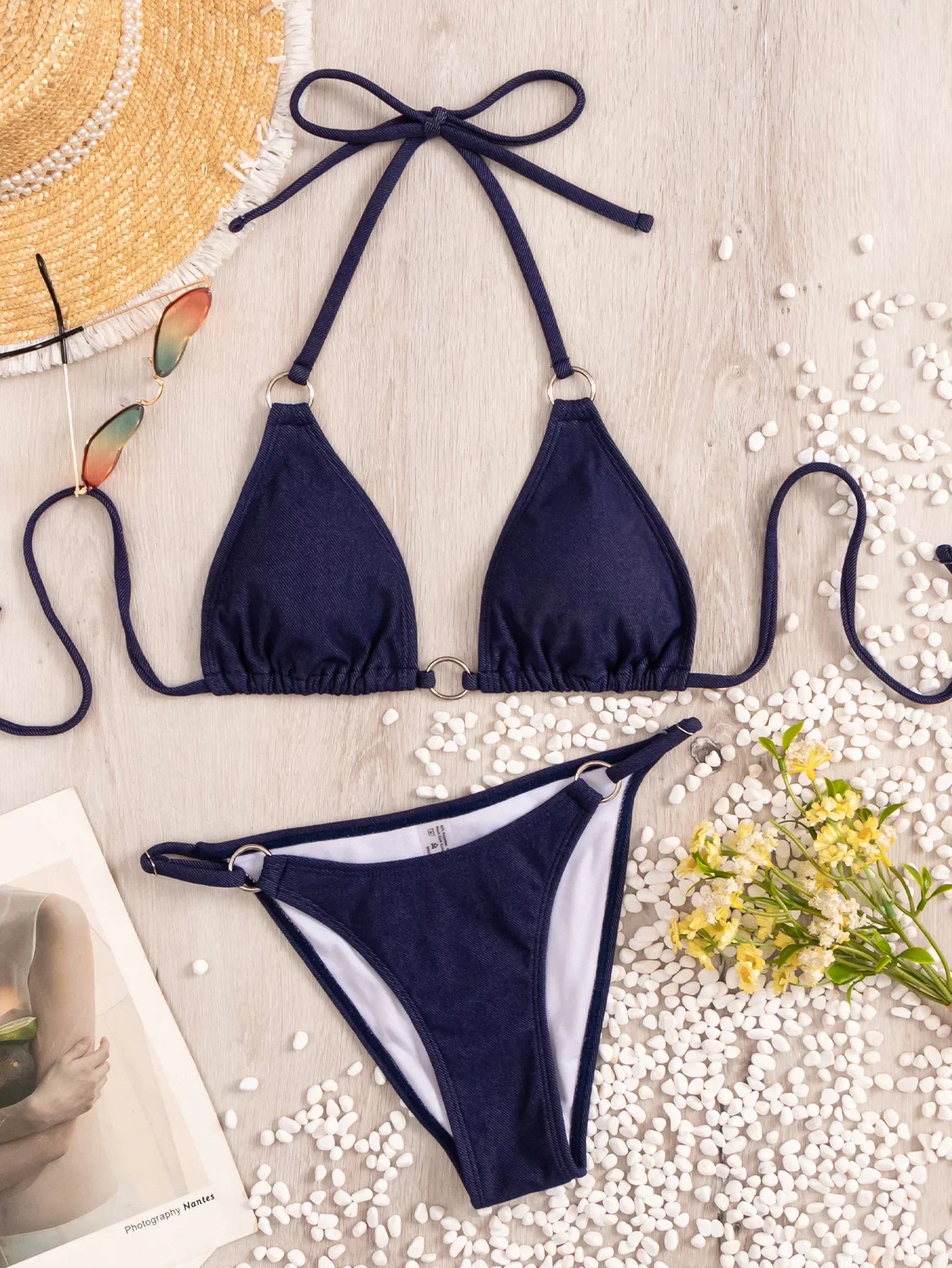 Sexy Blue Cowboy Bikini Set