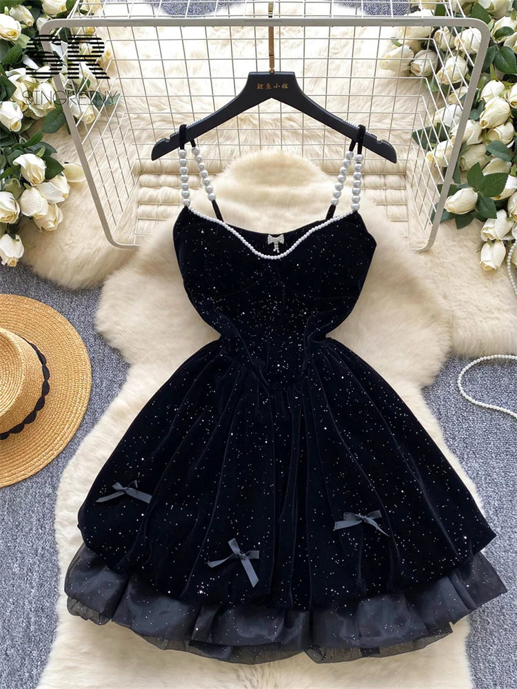 Pearl Velvet Mini Dress