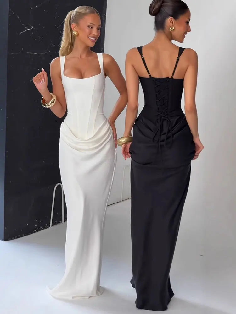 Backless Ruched Sexy Maxi Dress