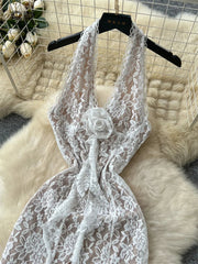 Sexy Lace Halter Long Dress