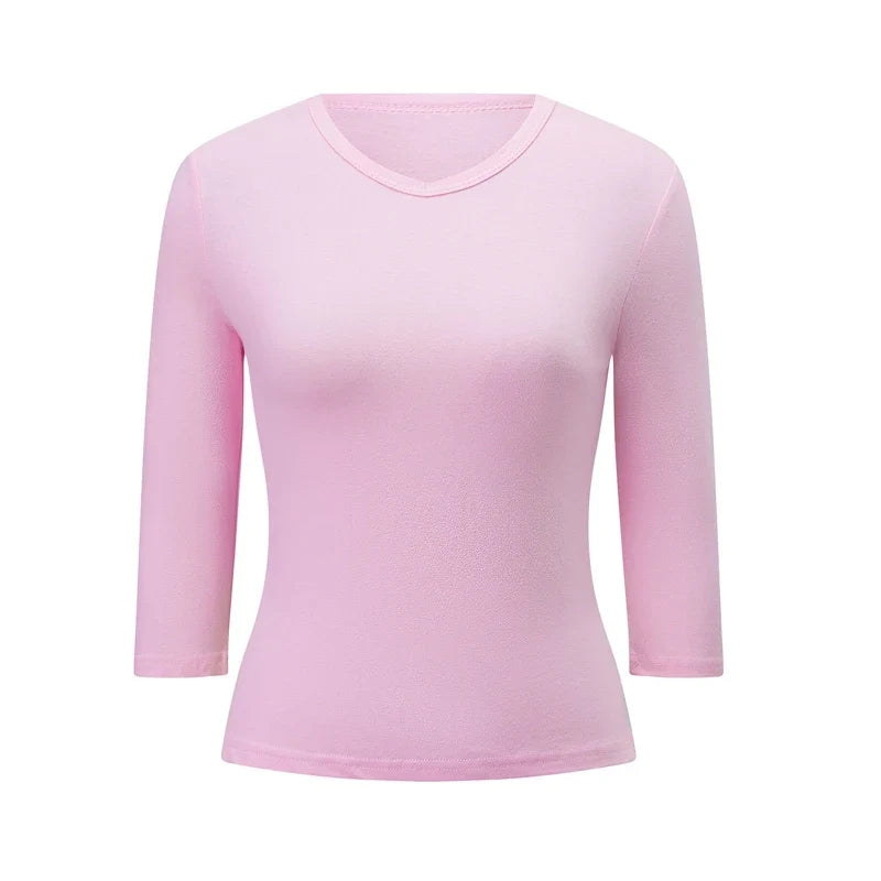 3/4 Sleeve Crew Neck Crop Top