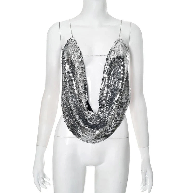 Sparkle Giltter Halter Tank Tops