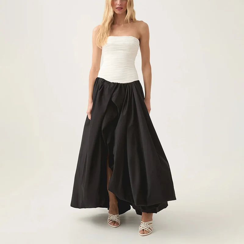 Strapless Solid Color Maxi Dress